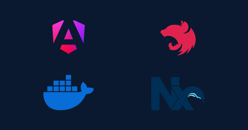 Nx, Docker, Angular, and Nest logos